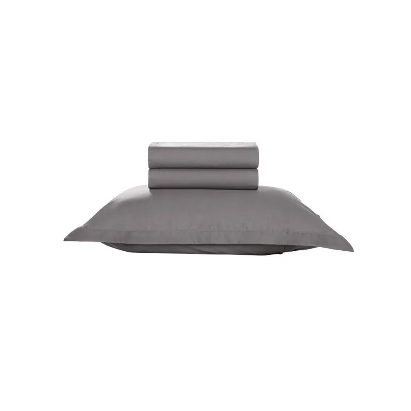 Jogo de Cama Liss Solteiro 180 Fios Karsten 3 Peças Liso Grafite