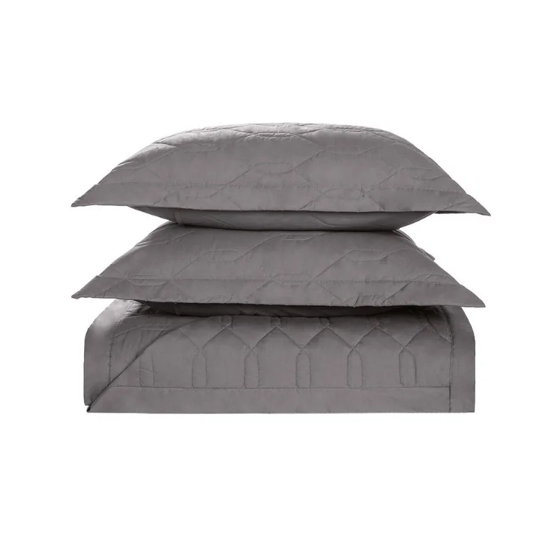 Cobre leito Liss Casal 100% Algodão Karsten Grafite 220x255 cm 3 Peças