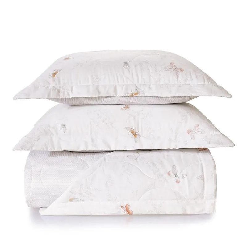 Kit Colcha King 200 Fios Trussardi Caterina Branca 3 Peças