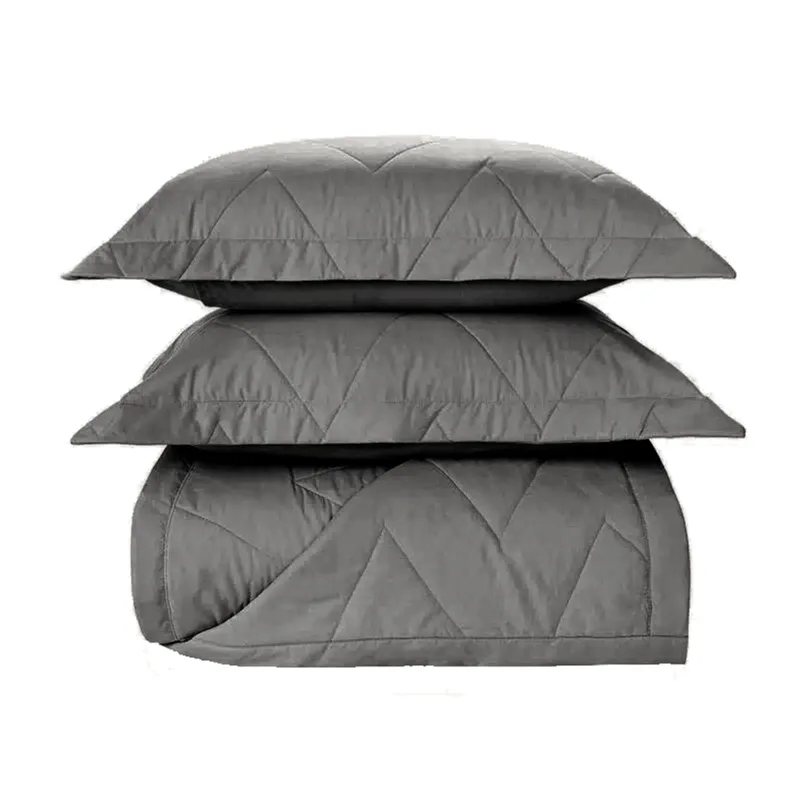 COLCHA KING TRUSSARDI 2 PORTA TRAVESSEIROS 200 FIOS PERCAL TERENZI ARDOSIA