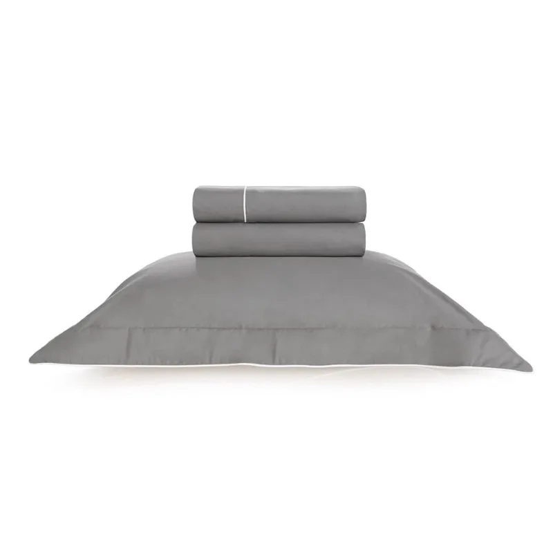 JOGO DE CAMA SOLTEIRO TRUSSARDI 200 FIOS FILETTI BRANCO ARDOSIA/BRANCO