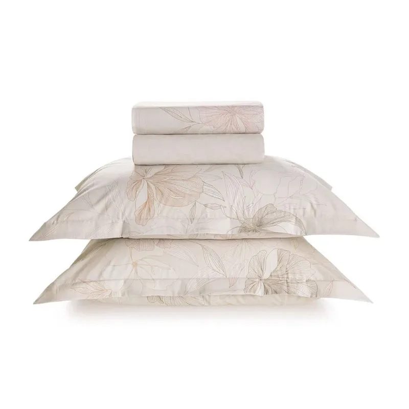 Jogo de Cama King Size Percal 100% Algodão 180 Fios Nadine Karsten