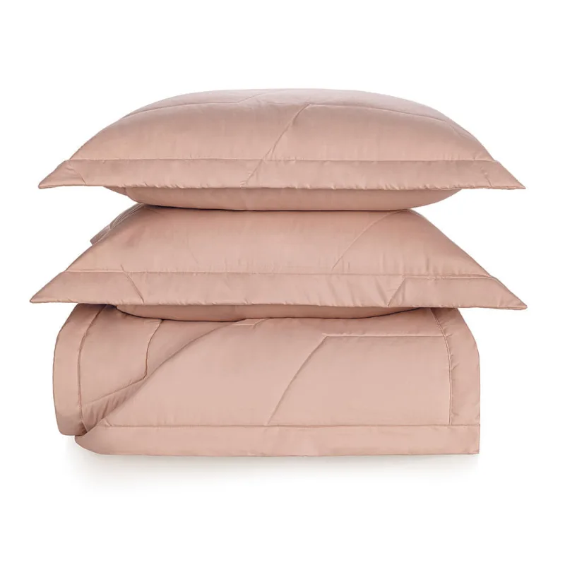 Colcha King Trussardi 2 Porta Travesseiros 300 Fios Percal 100% Algodão Palazzi Rosa Perla