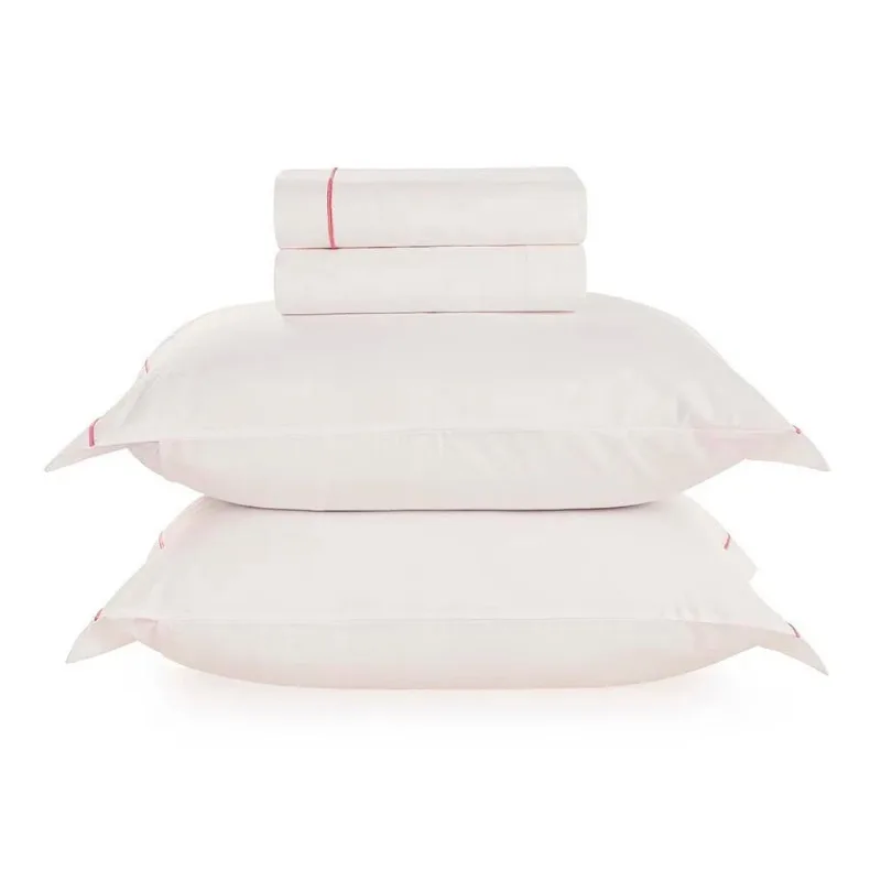 JOGO DE CAMA PERCAL 180 FIOS PONTO ROYAL CASAL BRANCO/ROSE