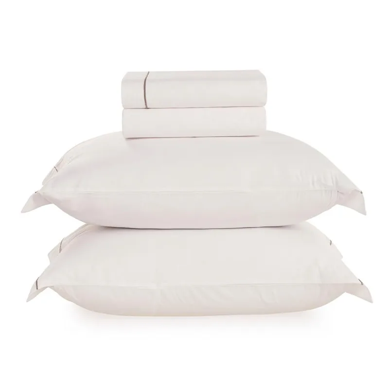 JOGO DE CAMA PERCAL 180 FIOS PONTO ROYAL QUEEN BRANCO/TAUPE - Karsten