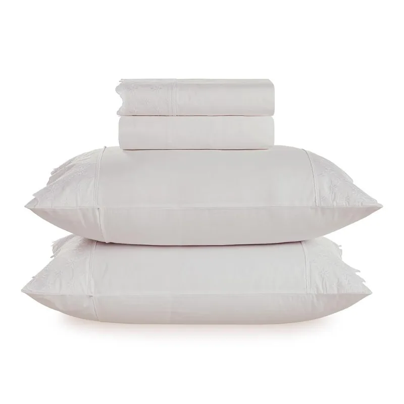 JOGO DE CAMA PERCAL 180 FIOS BORD CASAL CONSTANZA BRANCO - Karsten