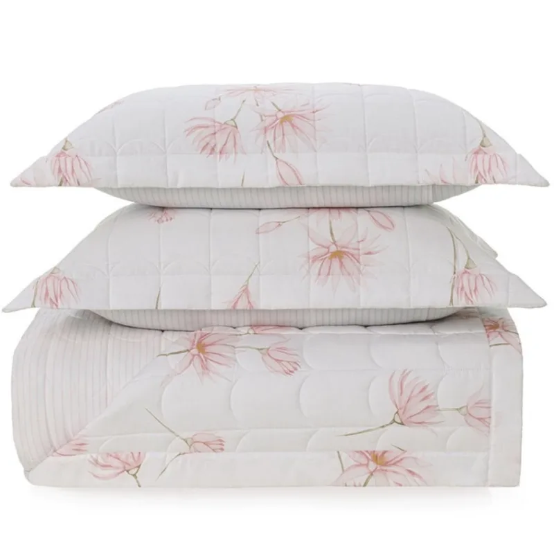 Kit Colcha King 200 Fios Trussardi Loto In Fiore Rosa