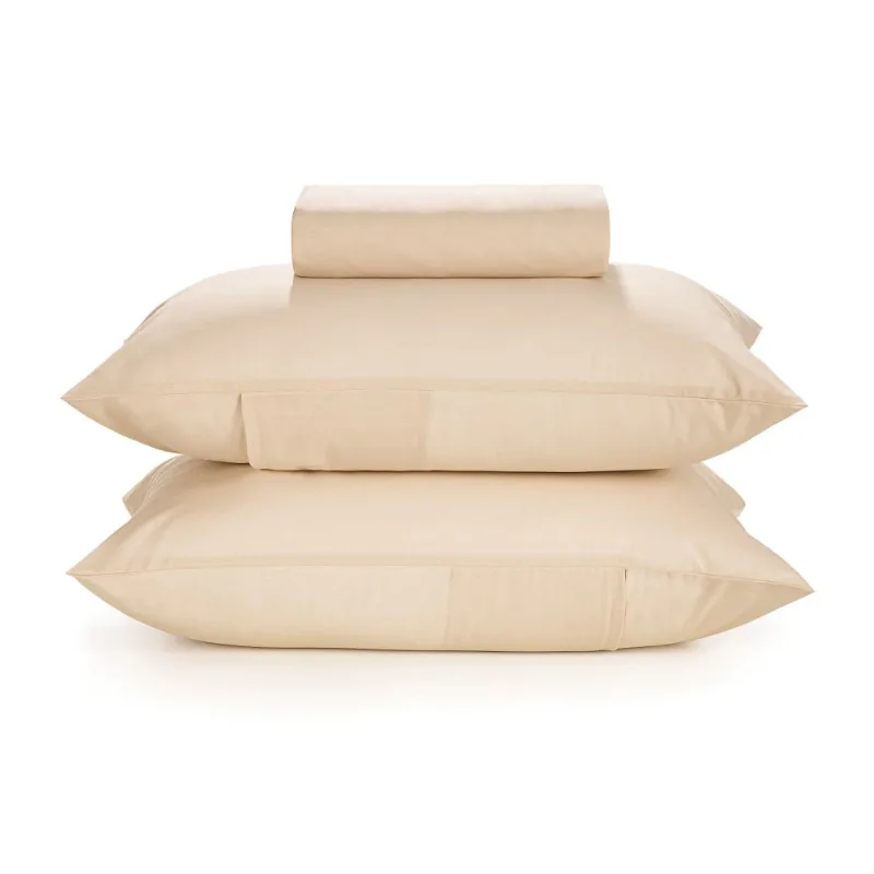 JOGO DE CAMA PERCAL 150 FIOS LISO 3 PCS QUEEN MARFIM