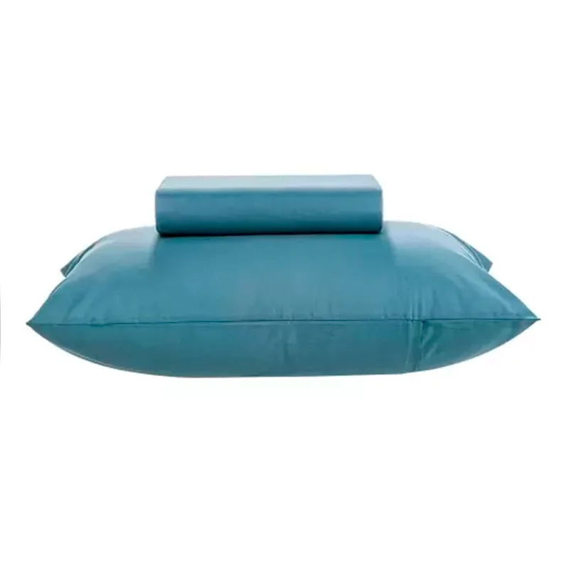 Jogo de Cama Solteiro Karsten Matiz Liso 150 Fios Algodão Jeans - Karsten - Cama, Mesa E Banho