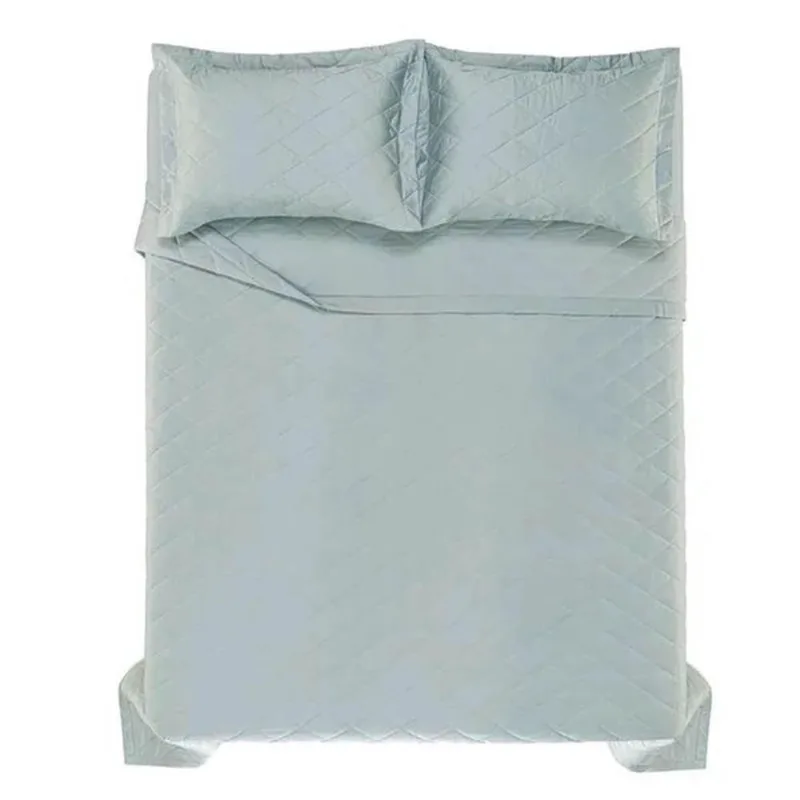 Kit Colcha Queen 270 Fios Cetim Domos 100% Algodão Cinza