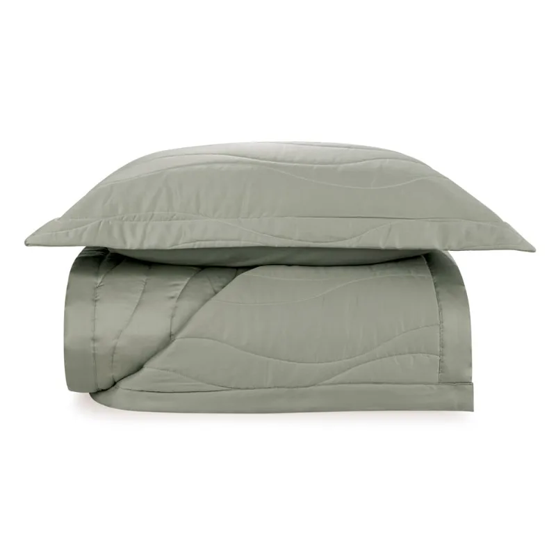 Colcha com Porta Travesseiro Solteiro 100% Algodão Egípcio Novara Pistacchio