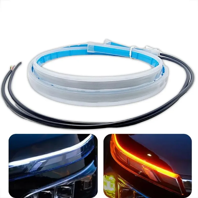 Fita Led Automotiva 45cm 12v Farol Drl Com Seta Sequencial