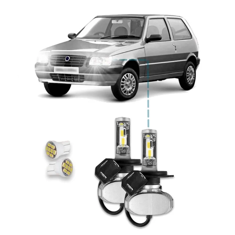 Kit Ultra Led S1 Fiat Uno Mille 2004/2015 12000Lm 6500K