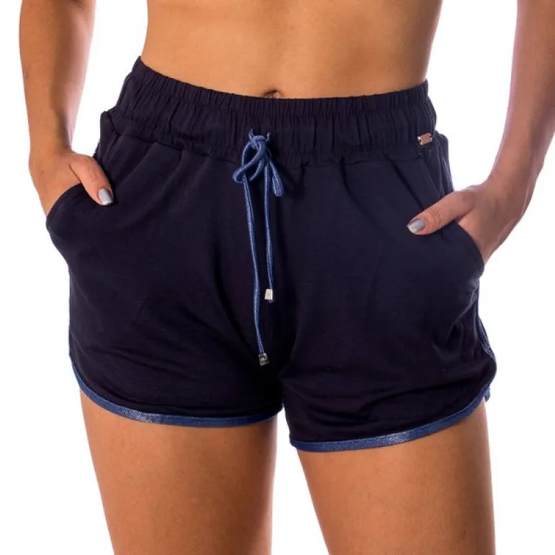 Short Caju Brasil Happy Preto Feminino Fitness Academia P P / Azul marinho