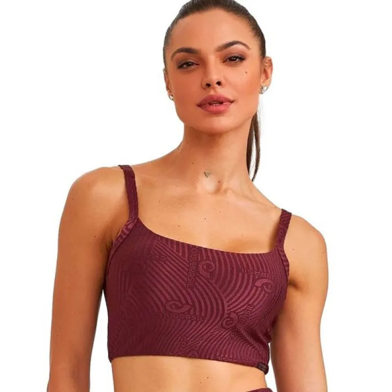 Top Caju Brasil Exclusivo Vinho Feminino Fitness Academia G P