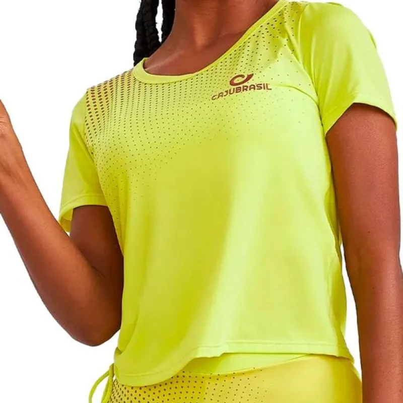 Blusa Caju Brasil Ligth Com Amarração Amarelo Feminino P G / Amarelo