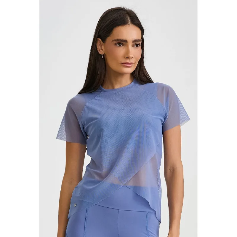 BLUSA DE TULE TRANSPASSADA AZUL PACIFICO CAJUBRASIL - P