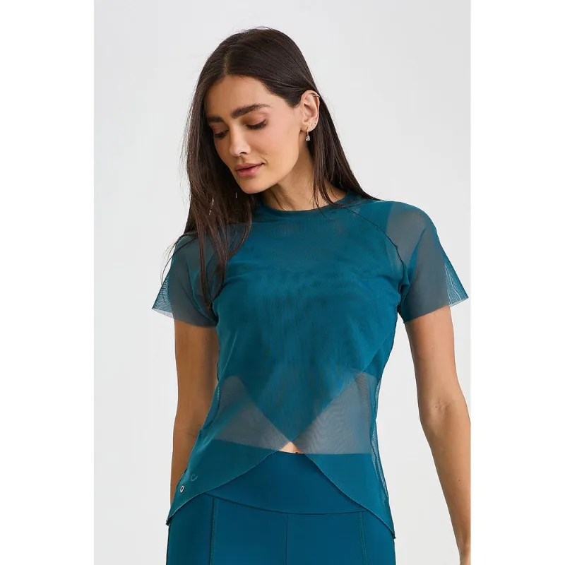 BLUSA DE TULE TRANSPASSADA VERDE ESMERALDA CAJUBRASIL - M