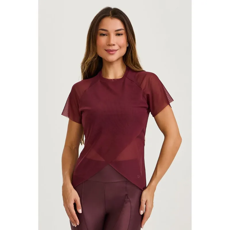 BLUSA DE TULE TRANSPASSADA VINHO BAROLO CAJUBRASIL - P