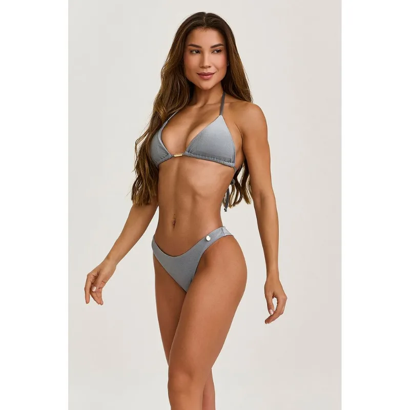 BIQUINI CORTININHA CANELADO CAJUBRASIL CINZA PLATINUM CAJUBRASIL - M
