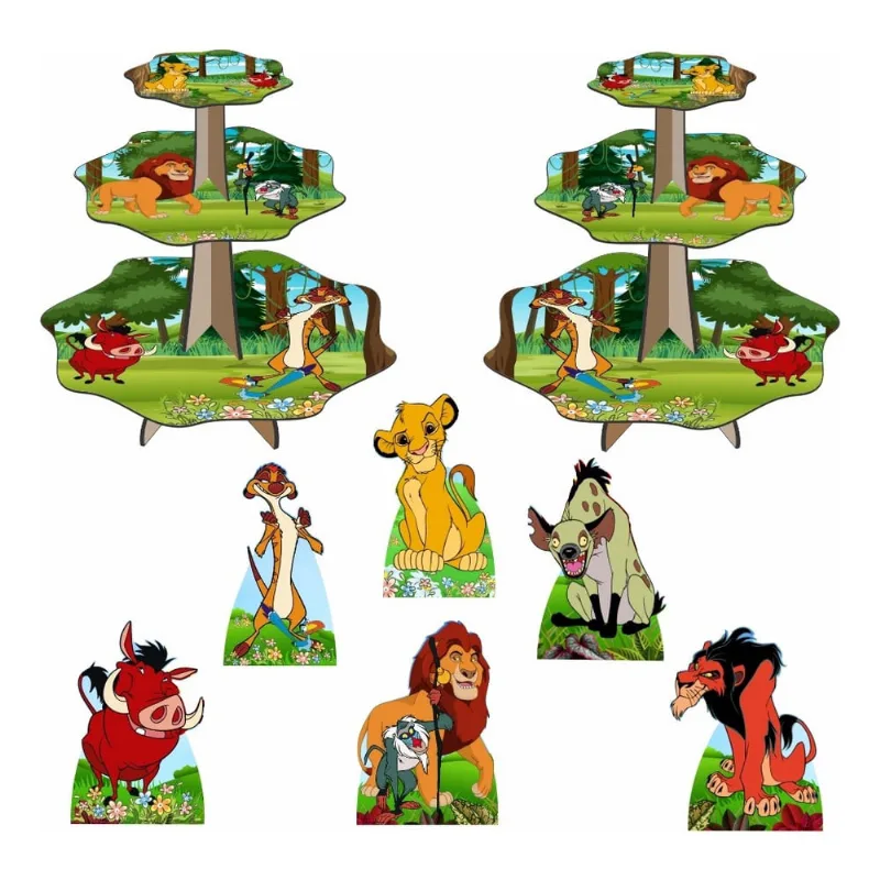 Rei Leão Kit 2 Baleiros 6 Displays de Mesa