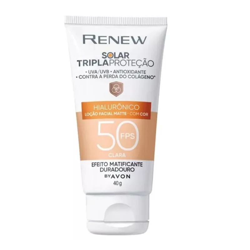 Protetor Solar Renew Matte Com Cor Clara Fps 50 Avon 40G
