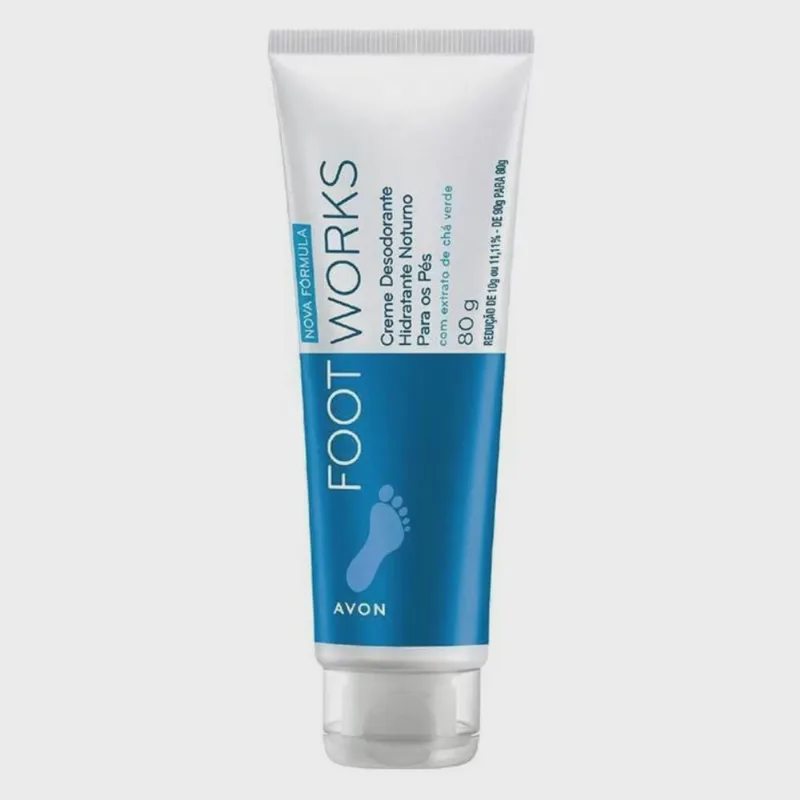 Avon footworks creme desodorante hidratante noturno pés 80g