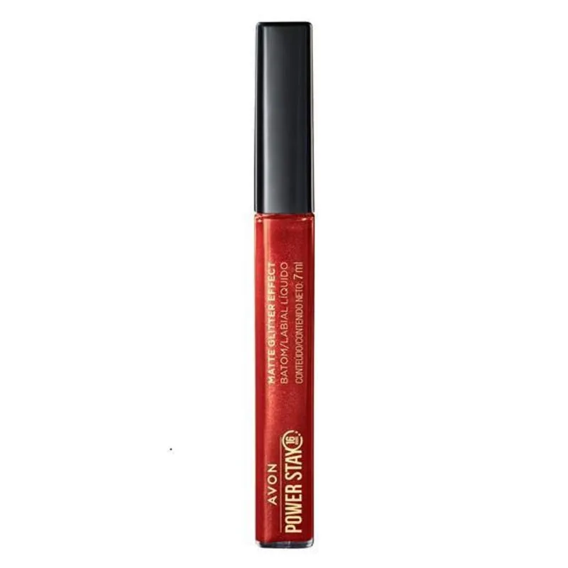 Avon Batom Líquido Power Stay Glitter Cereja Brilhante - 7Ml