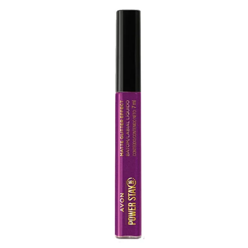 Avon Batom Líquido Power Stay Glitter Púrpura Deslumbrante - 7ml