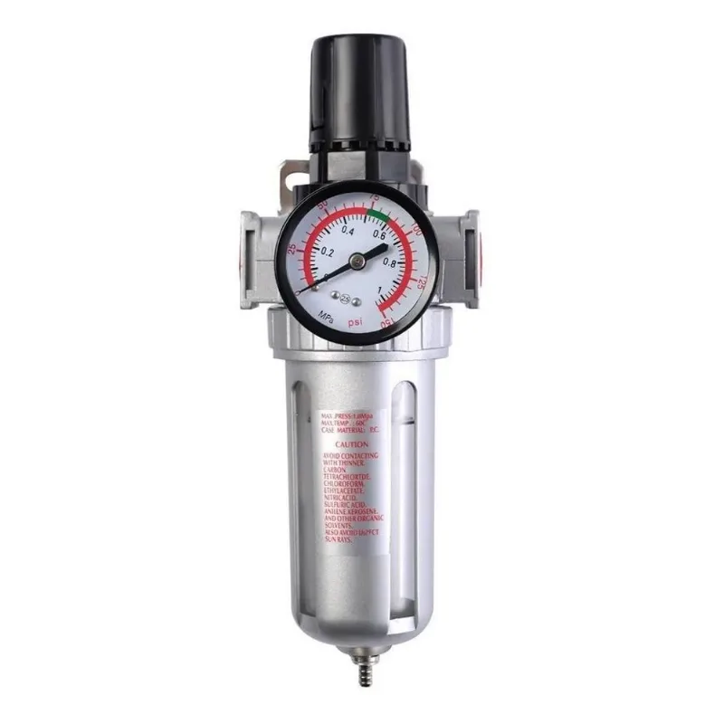 3x Filtro Regulador Separador Água Compressor Manômetro Dren