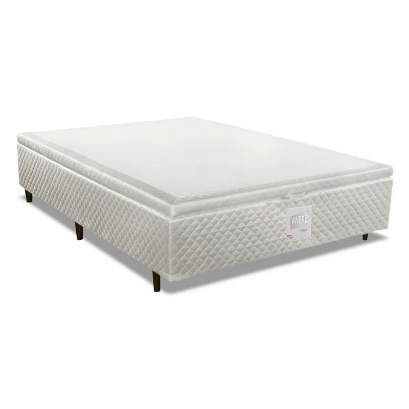 Cama Box Baú King MH1439 Bordado White (193x203x35) - Herval - Não Disponível
