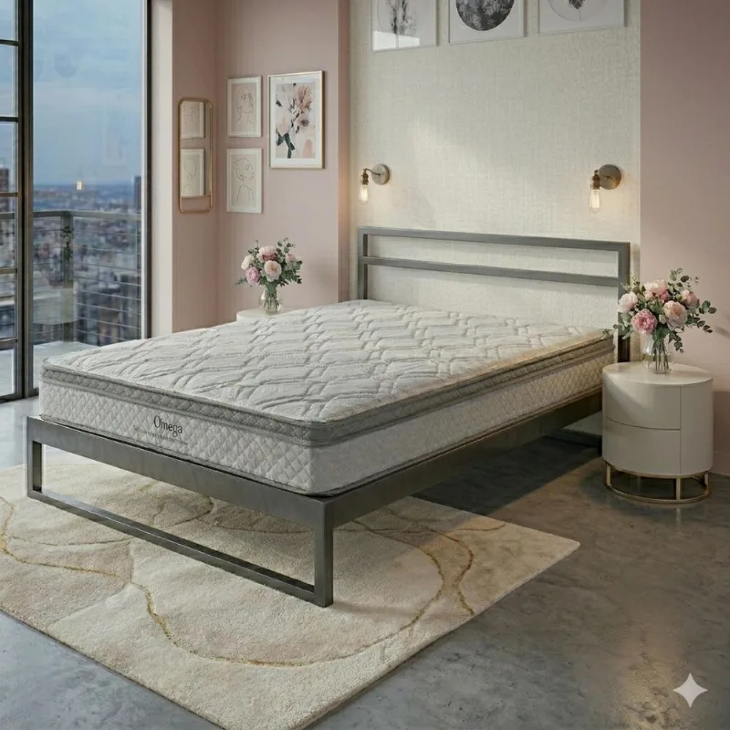 Colchão Queen Size Herval Ômega com Pillow Top e Molas Ensacadas 22x158x198cm – Cinza e Branco