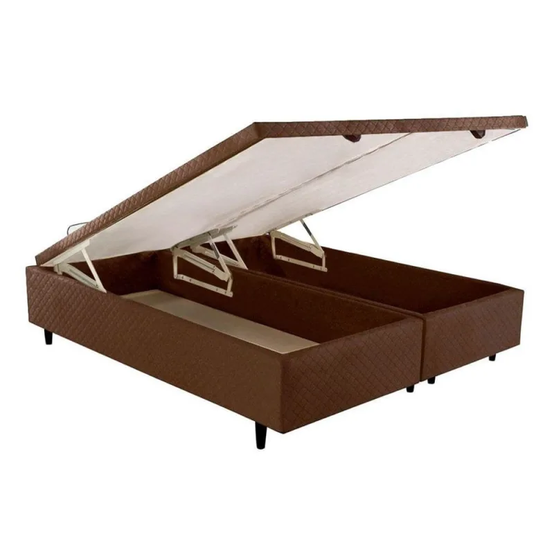 Cama Box Baú King MH1439 Bordado Brown (193x203x35) - Herval - Não Disponível