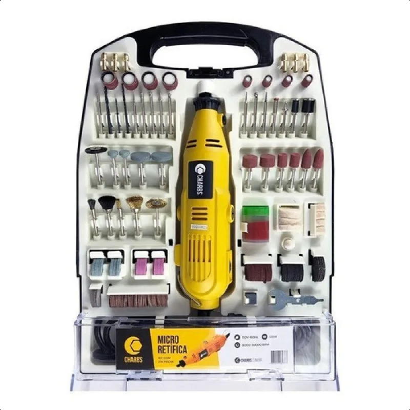 Micro Retífica Com 234 Acessórios E Maleta Mini Furadeira 220v