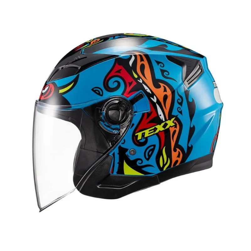 Capacete Aberto Texx Ugello Hunger Azul Viseira Interna 56