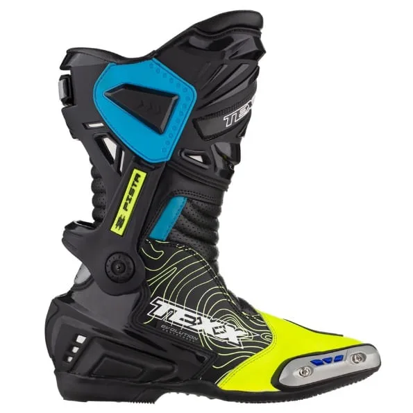 Bota Texx Pista Speed Moto Esportiva Couro Preto Azul - Não Disponível - Calçados