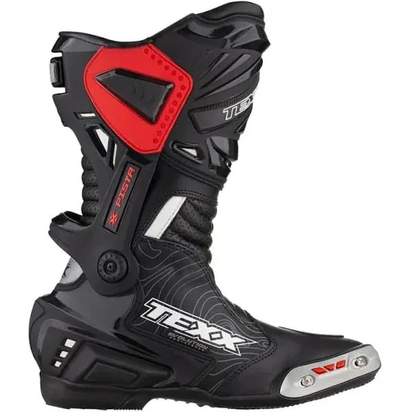 Bota Texx Pista Speed Moto Esportiva Couro Preto Cinza - Não Disponível - Calçados