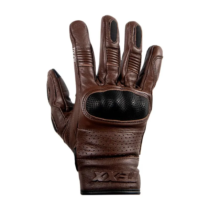 Luva Em Couro Texx Liberty Moto Custom Proteção Motociclista - Marrom - L