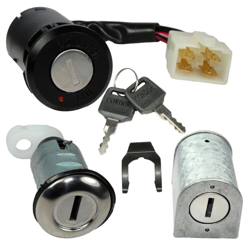 Kit conjunto travas chave ignição Pop110 Pop110I 2016 a 2019 contato trava guidão banco 3 peças - Condor - Automotivo