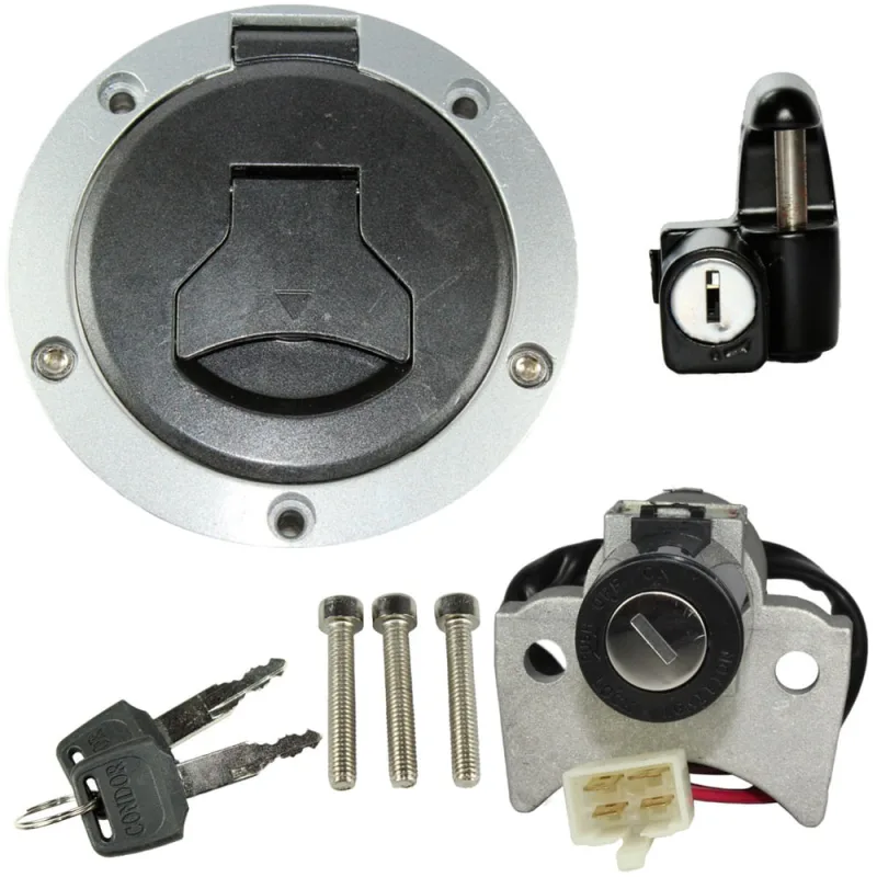 Kit conjunto travas chave ignição CG150 Titan 2014 a 2015 contato tampa do tanque trava do capacete 3 peças - Condor - Automotivo