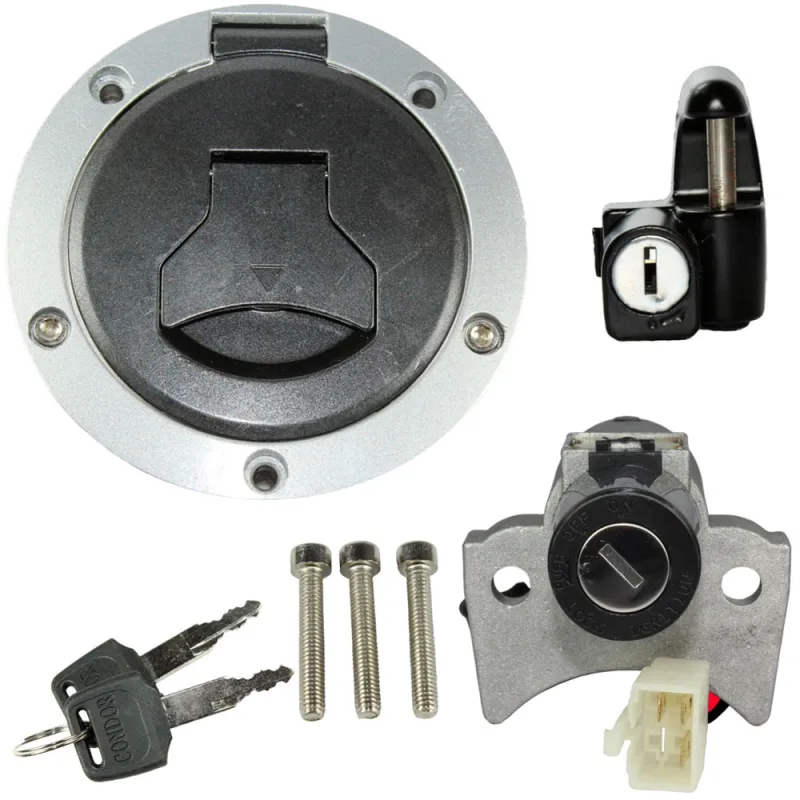 Kit conjunto travas chave ignição CG160 Fan Titan Start 2018 a 2021 contato tampa do tanque trava capacete 3 peças - Condor - Automotivo