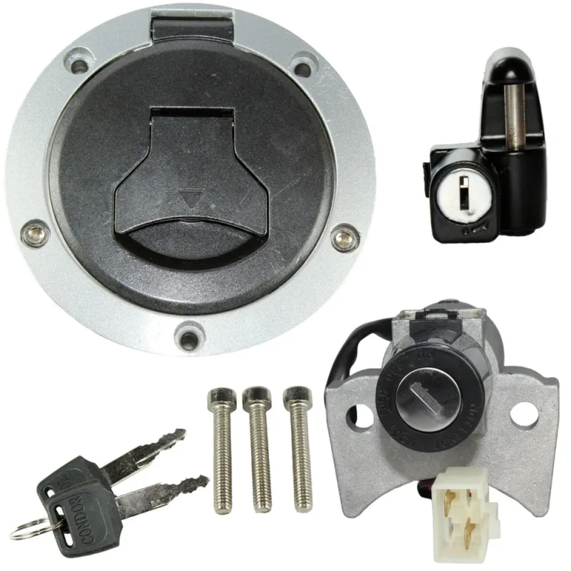Kit conjunto travas chave ignição CG160 Fan Titan Start 2016 A 2017 contato tampa do tanque trava capacete 3 peças - Condor - Automotivo