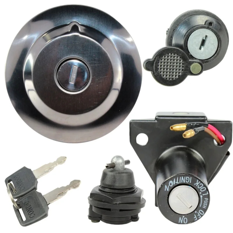 Kit conjunto travas chave ignição YS150 Fazer YBR125 YBR150 Factor XTZ125 contato tampa do tanque trava do banco 3 peças - Condor - Automotivo