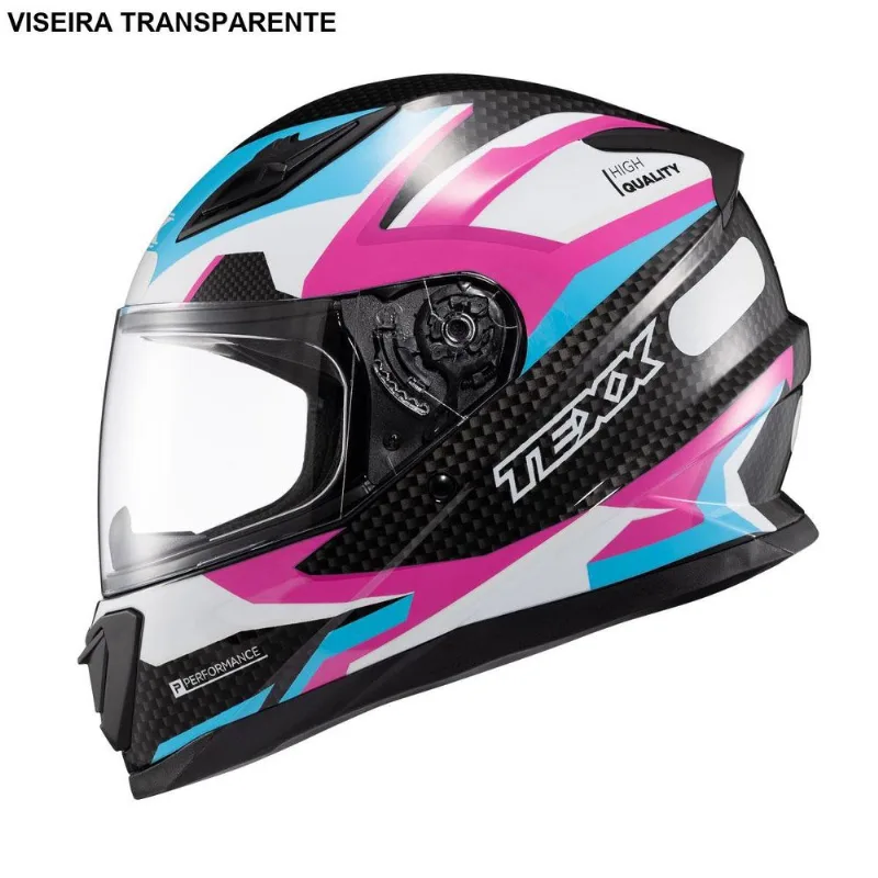 Capacete Texx Fechado Hawk Ride Azul Rosa 60 (MP)
