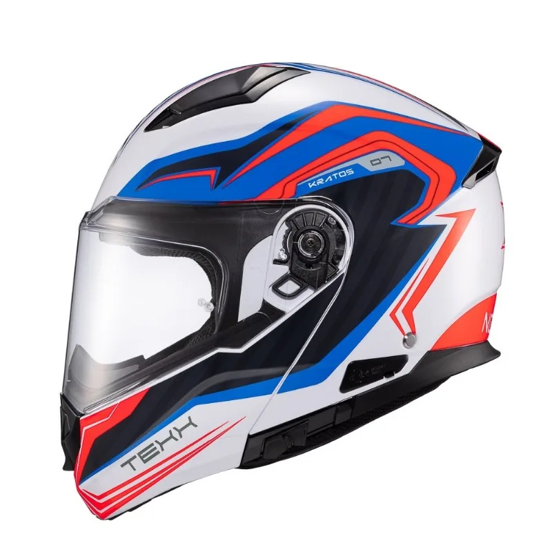 Capacete Texx Escamoteável Kratos Nomade Branco E Azul 61 (MP)