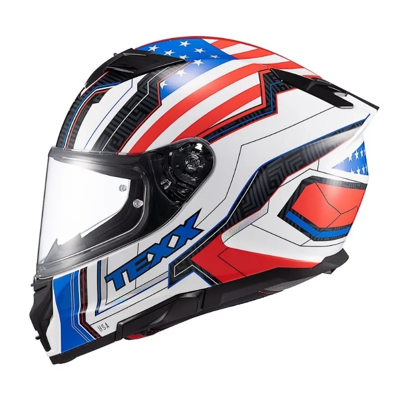 Capacete Texx Kaiman Flag USA Branco E Vermelho 60 (MP)