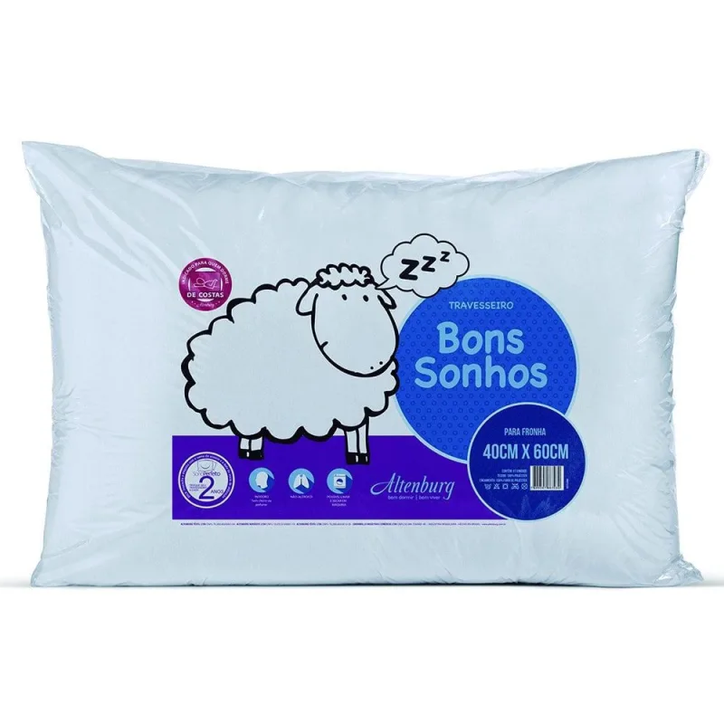 Travesseiro Macio Altenburg Bons Sonhos 40x60cm - Altenburg - Cama, Mesa E Banho