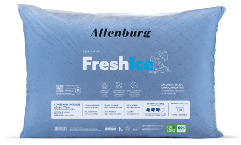 Travesseiro Altenburg Fresh Ice 48X70cm Azul - ALTENBURG - Cama E Mesa