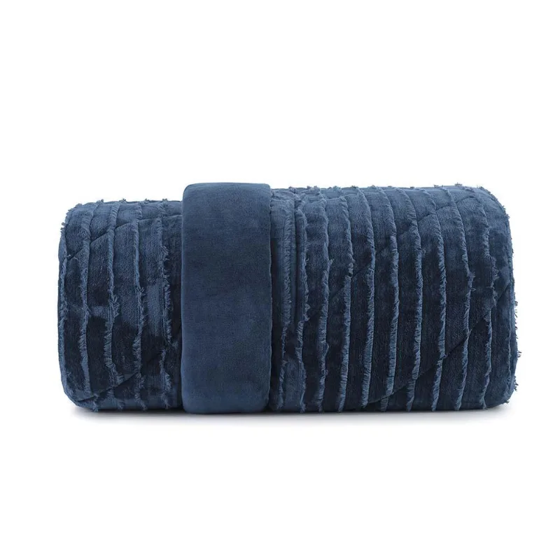 Edredom Blend Luxo Boho Azul Chevron Casal Altenburg - Altenburg