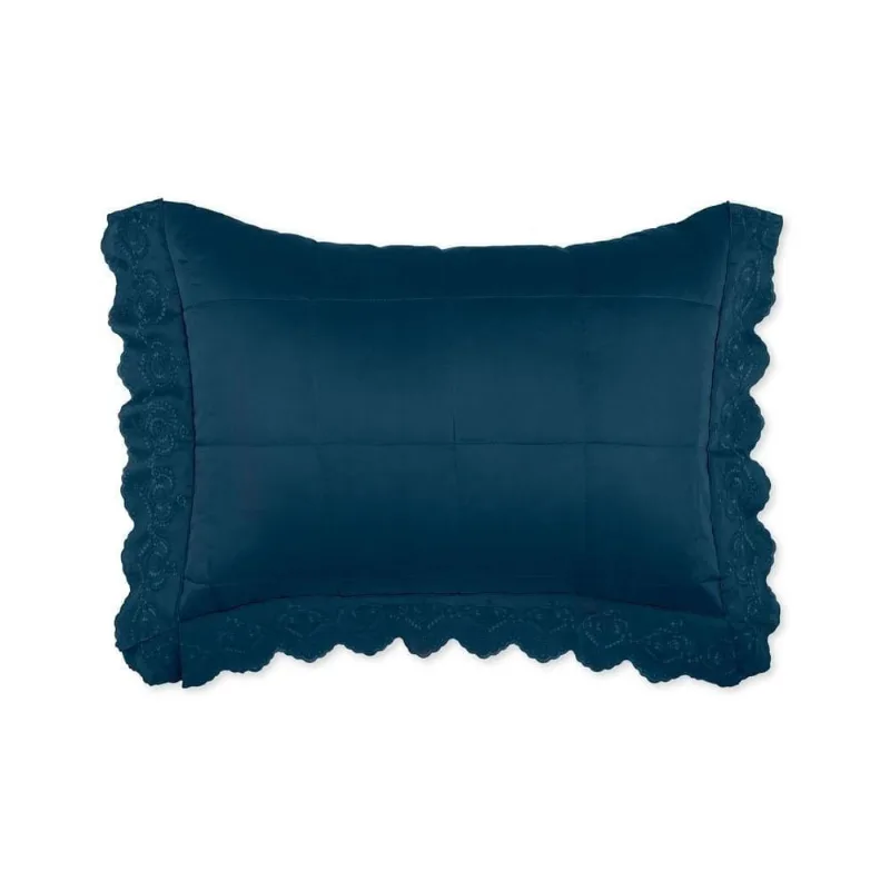 Porta Travesseiro Altenburg Bordados Em Cetim 300 Fios Amê Dark Blue - Altenburg